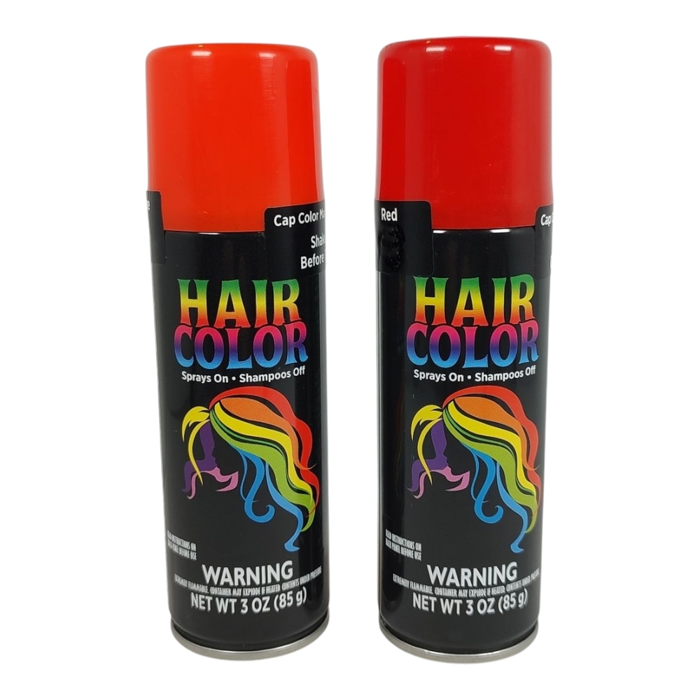 Fun World Orange or Red Spray On Shampoo Off Hair Color Drama Play Party Punk